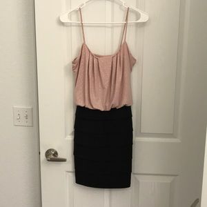 Pink and black mini dress